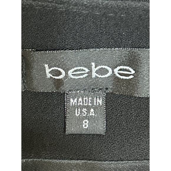 Bebe Skirt 8 Blk Sheer Slip Hem Side Zipper Lined Career Coquette Feminine Chic - Picture 6 of 9
